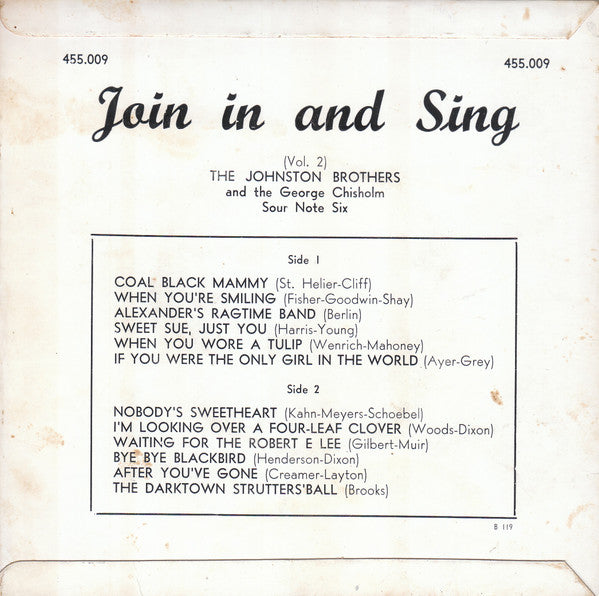 The Johnston Brothers, The George Chisholm Sour-Note Six : Join In And Sing (Vol. 2) (7", EP)