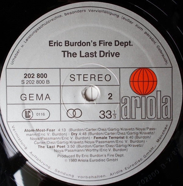 Eric Burdon's Fire Dept. : Last Drive (LP, Album)