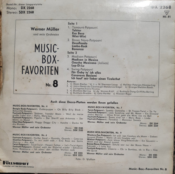 Werner Müller Und Sein Orchester : Music-Box-Favoriten Nr. 8 (7", EP, Mono)