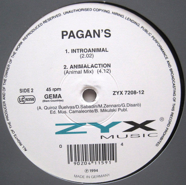 Pagan's* : Animalaction (12", Single)