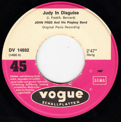 John Fred & His Playboy Band : Judy In Disguise / When The Lights Go Out (7", Single)