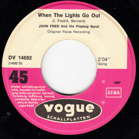 John Fred & His Playboy Band : Judy In Disguise / When The Lights Go Out (7", Single)