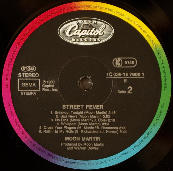 Moon Martin : Street Fever (LP, Album, RE)