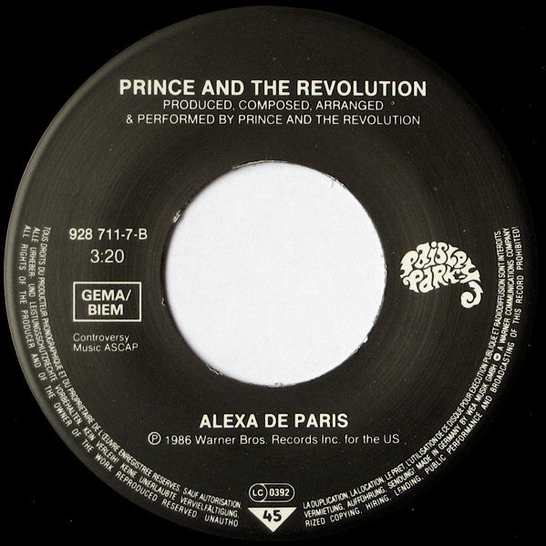 Prince And The Revolution : Mountains (7", Single)