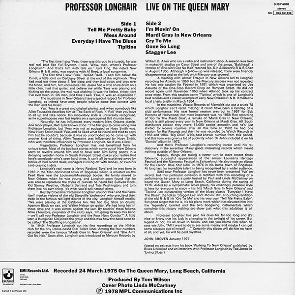 Professor Longhair : Live On The Queen Mary (LP, Album)