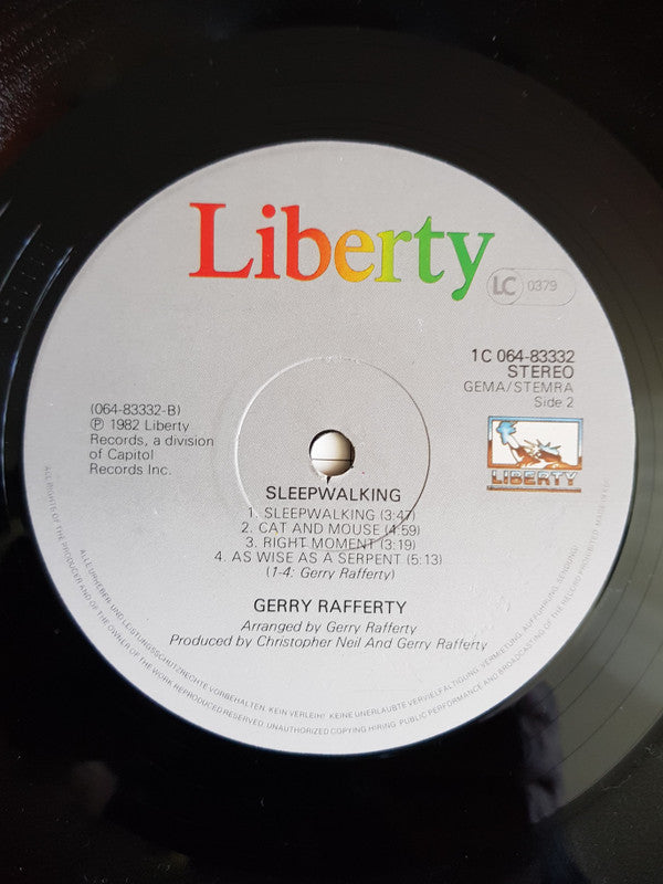 Gerry Rafferty : Sleepwalking (LP, Album)