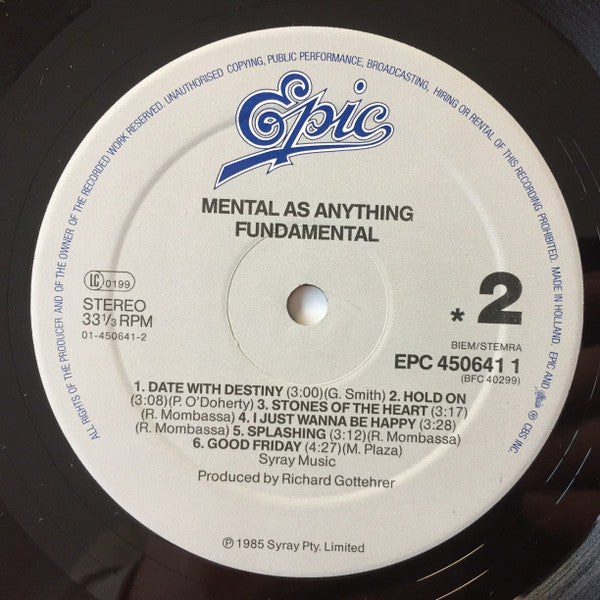 Mental As Anything : Fundamental (LP, Album)