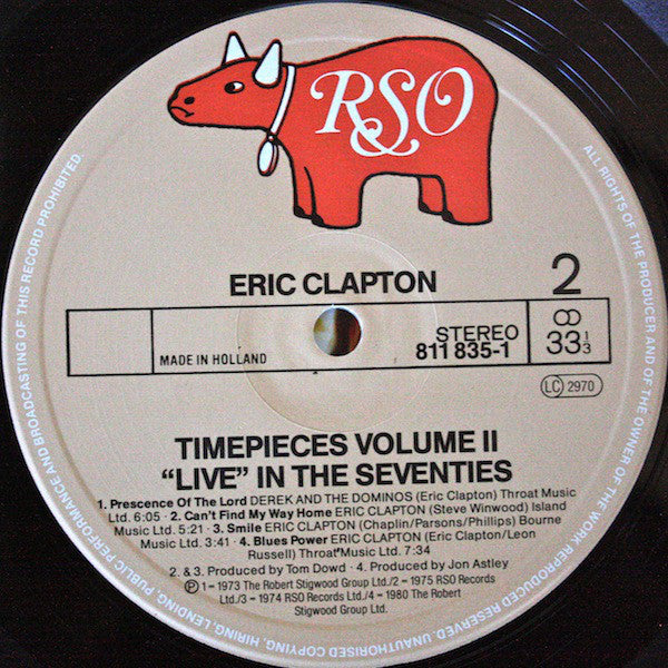 Eric Clapton : Timepieces Vol. II - 'Live' In The Seventies (LP, Comp)