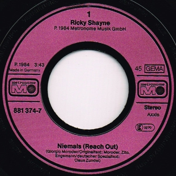 Ricky Shayne : Niemals (Reach Out) (7", Single)