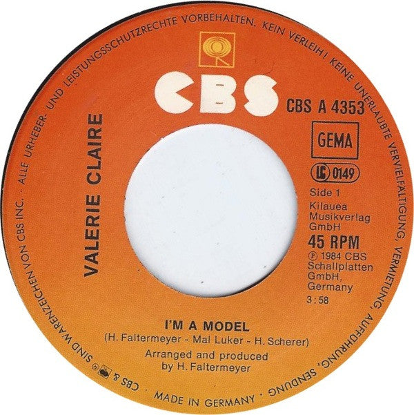 Valerie Claire : I'm A Model (Tonight's The Night) (7", Single)