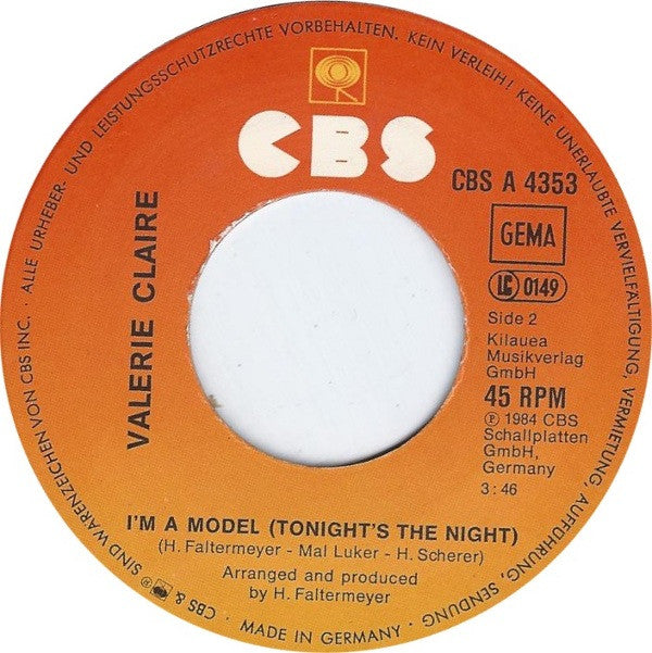 Valerie Claire : I'm A Model (Tonight's The Night) (7", Single)