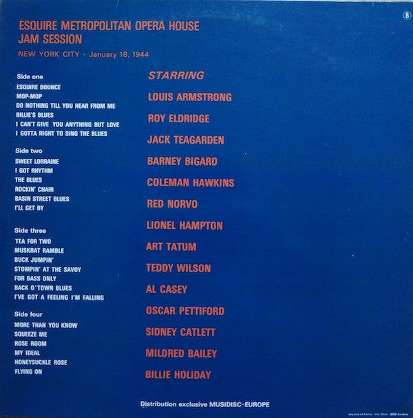 Various : The Historical Jam Session - Esquire Metropolitan Opera House, New York City - January 18, 1944 (2xLP)