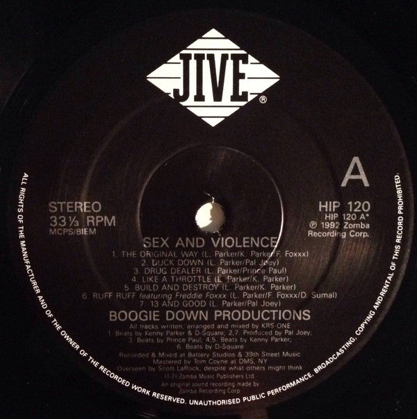 Boogie Down Productions : Sex And Violence (LP, Album)