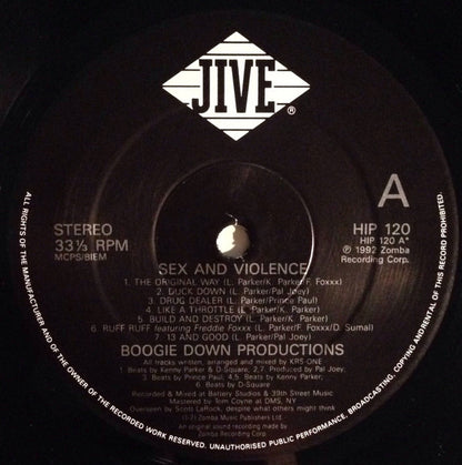 Boogie Down Productions : Sex And Violence (LP, Album)