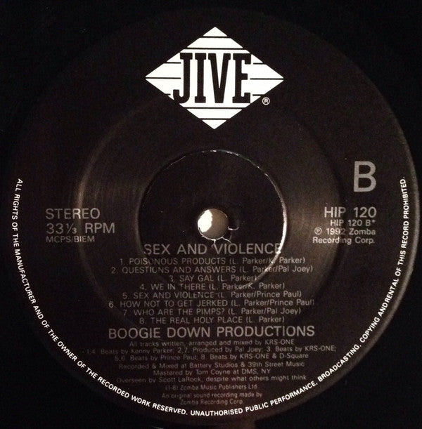 Boogie Down Productions : Sex And Violence (LP, Album)