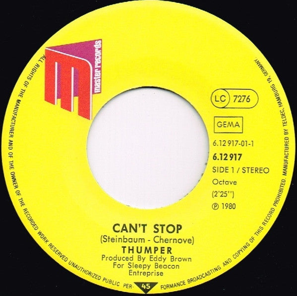 Thumper (3) : Can't Stop (7", Single)