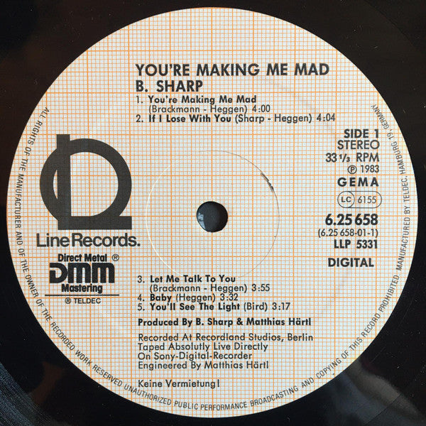 B.Sharp (2) : You're Making Me Mad (LP, Album)