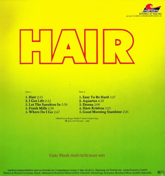 Unknown Artist : Hair (LP)