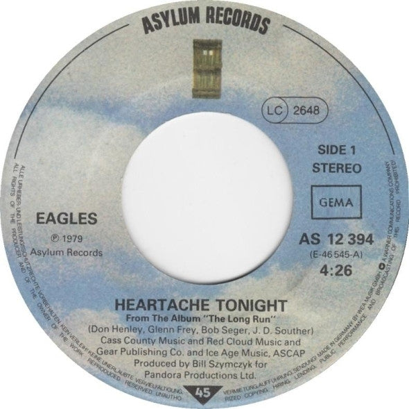 Eagles : Heartache Tonight (7", Single)