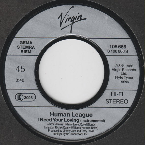 The Human League : I Need Your Loving (7", Single)