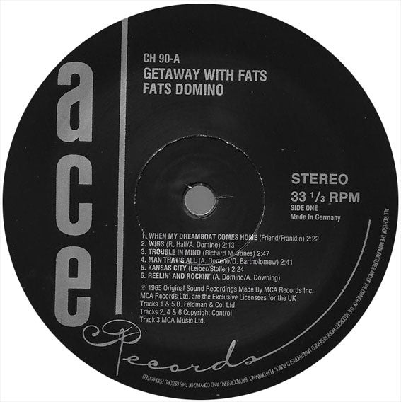 Fats Domino : Getaway With Fats Domino (LP)