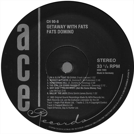 Fats Domino : Getaway With Fats Domino (LP)