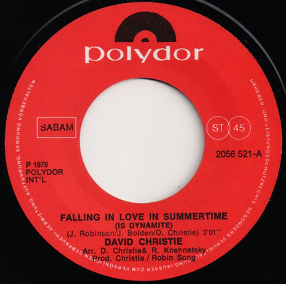 David Christie : Falling In Love In Summertime (7", Single)