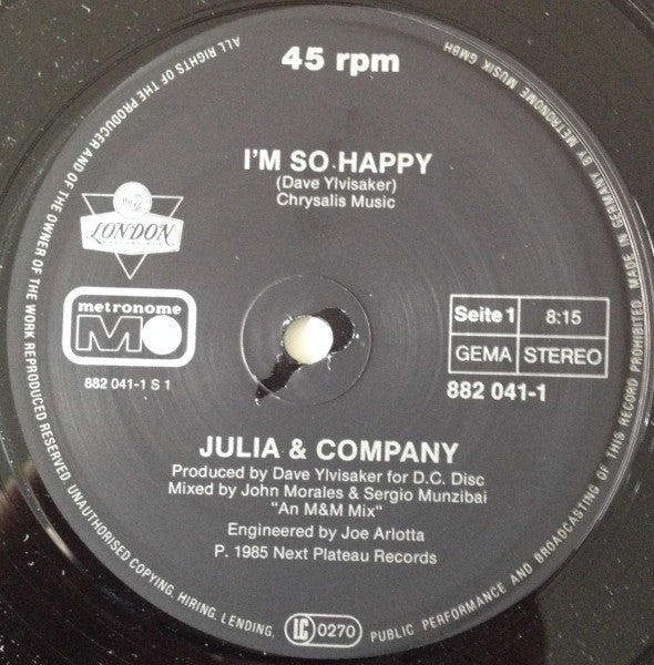 Julia And Company : I'm So Happy (12", Maxi)