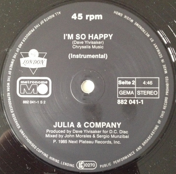 Julia And Company : I'm So Happy (12", Maxi)