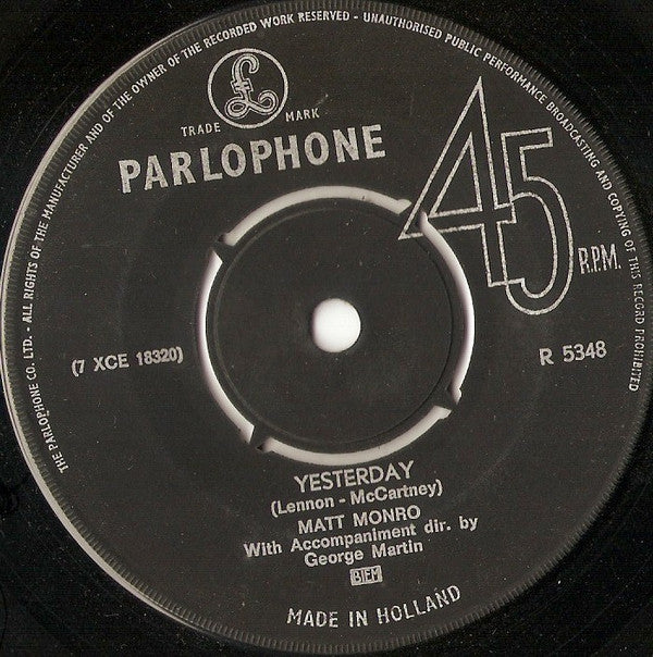 Matt Monro : Yesterday (7", Single)