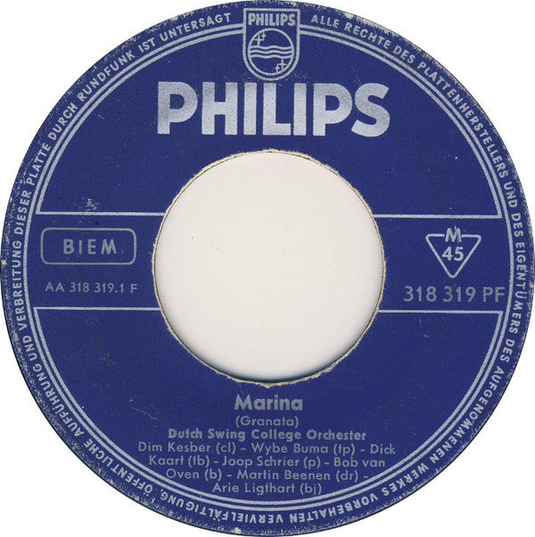 The Dutch Swing College Band : Marina / Tennessee Waltz Rock  (7", Single)