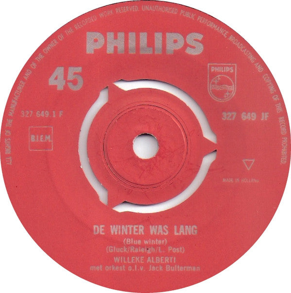 Willeke Alberti : De Winter Was Lang / Auf Wiederseh'n, Mein Liebling (7", Single, Mono, Ora)