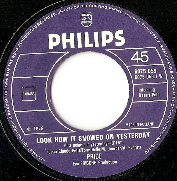 Price (11) : Look How It Snowed On Yesterday (7", Single)