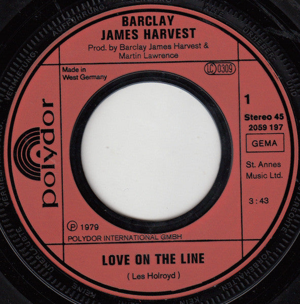 Barclay James Harvest : Love On The Line (7", Single)