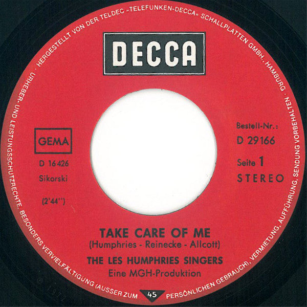 Les Humphries Singers : Take Care Of Me (7", Single)