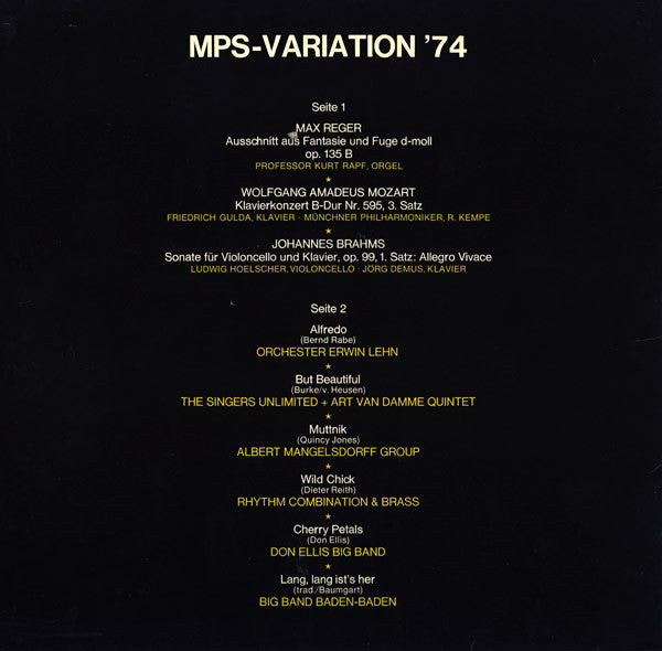 Various : MPS Variation '74 (LP, Smplr, Gat)