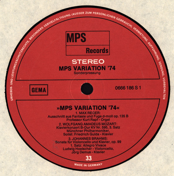 Various : MPS Variation '74 (LP, Smplr, Gat)