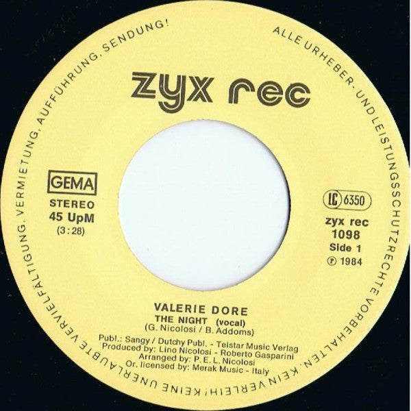 Valerie Dore : The Night (7", Single)