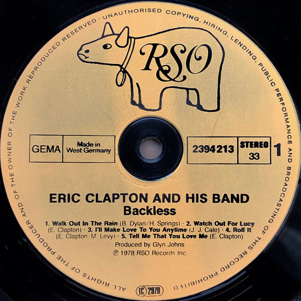 Eric Clapton : Backless (LP, Album, Gat)