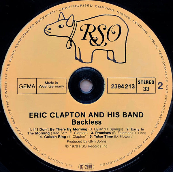 Eric Clapton : Backless (LP, Album, Gat)