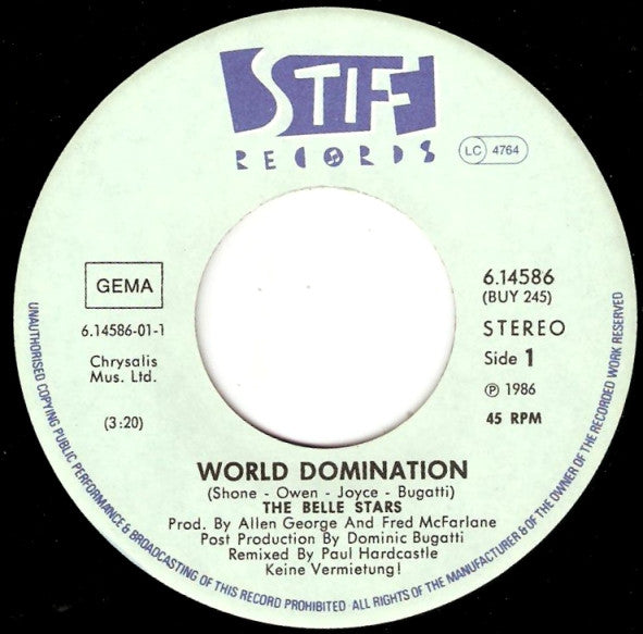 The Belle Stars : World Domination (7", Single)