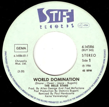 The Belle Stars : World Domination (7", Single)