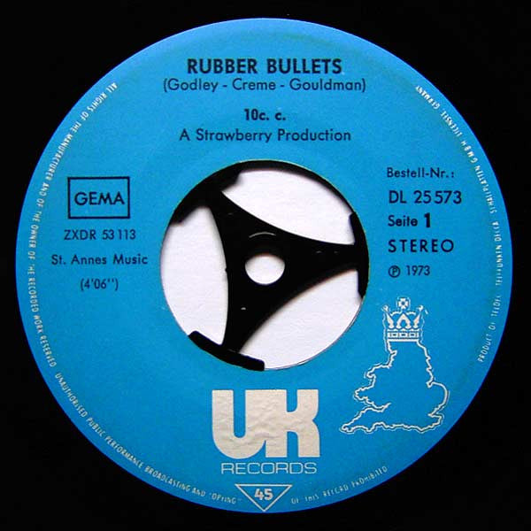 10cc : Rubber Bullets / Waterfall (7", Single)