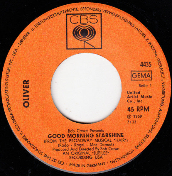 Oliver (6) : Good Morning Starshine (7", Single)