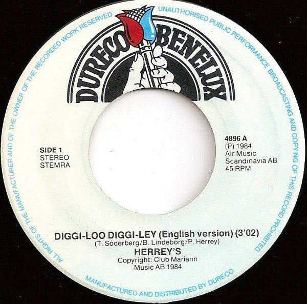 The Herrey's : Diggi Loo / Diggi Ley (7", Single, Blu)