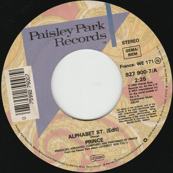 Prince : Alphabet St. (7", Single)