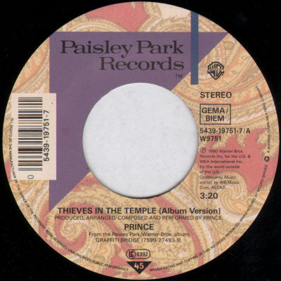 Prince : Thieves In The Temple (7", Single, Lar)