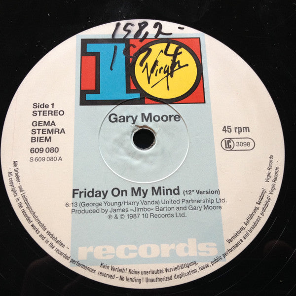 Gary Moore : Friday On My Mind (12")