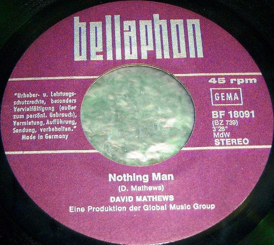 David Matthews (6) : Nothing Man / Cry For My Country (7", Single)