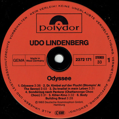 Udo Lindenberg Und Das Panikorchester : Odyssee (LP, Album, Inj)